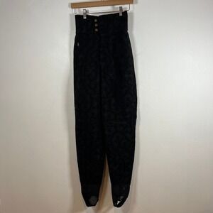 VTG Bogner Womens Ski Pants Black Paisley Brocade High Waist Stirrup Size 4L USA